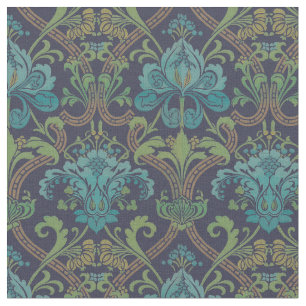 Vintage 1800's English Blue Floral Pattern Fabric