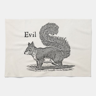 Vintage 1800s Evil Squirrel Illustration Kitchen Towel