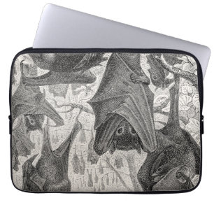 Vintage 1800s Flying Fox Bat Retro Template Bats Laptop Sleeve