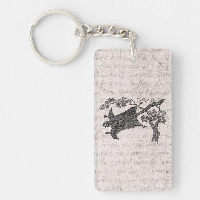 Vintage 1800s Flying Squirrel - Sugar Glider Keychain (Front)