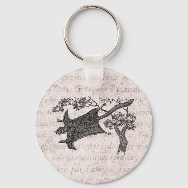 Vintage 1800s Flying Squirrel - Sugar Glider Keychain (Front)