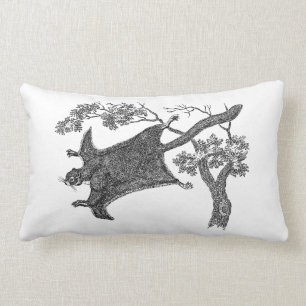 Vintage 1800s Flying Squirrel - Sugar Glider Lumbar Pillow