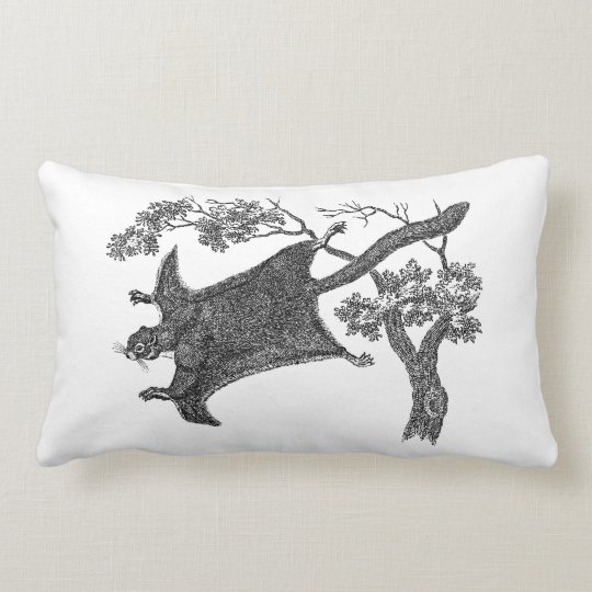Vintage 1800s Flying Squirrel - Sugar Glider Lumbar Pillow