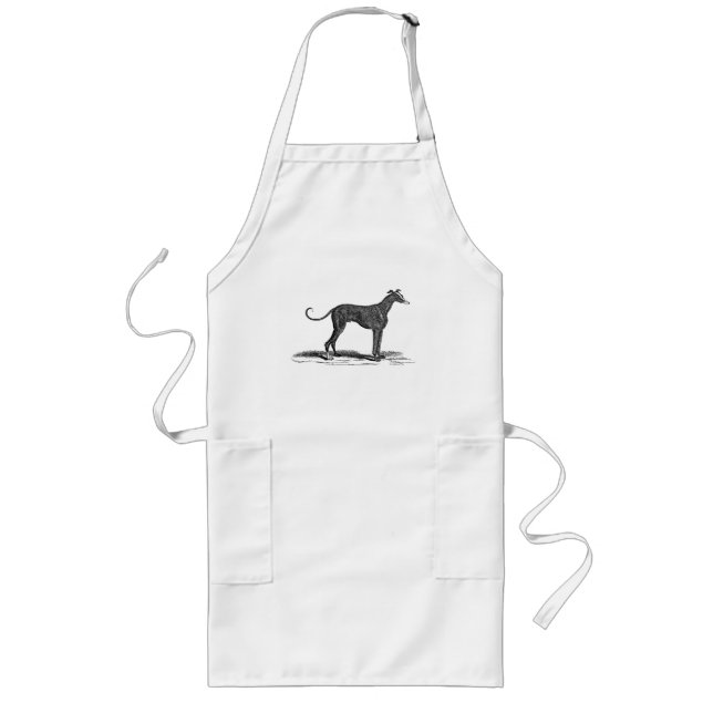 Vintage 1800s Greyhound Dog Illustration - Dogs Long Apron (Front)