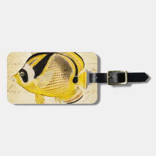 Vintage 1800s Hawaiian Butterfly Fish Illustration Luggage Tag
