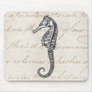 Vintage 1800s Hawaiian Sea Horse Illustration Mouse Pad