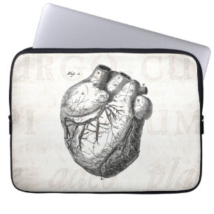 Vintage 1800s Heart Retro Cardiac Anatomy Hearts Laptop Sleeve
