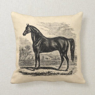 Vintage 1800s Horse - Morgan Equestrian Template Throw Pillow