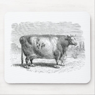 Vintage 1800s Large Durham Cow Retro Cows Template Mouse Pad