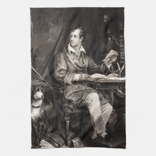 Vintage 1800s Lord Byron Portrait Victorian Poet Kitchen Towel
