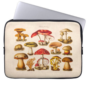 Vintage 1800s Mushroom Variety Red Mushrooms Laptop Sleeve