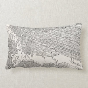 Vintage 1800s New York City Brooklyn Map NYC Maps Lumbar Pillow