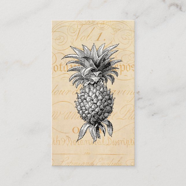 Vintage 1800s Pineapple Illustration Botany Business Card (Front)