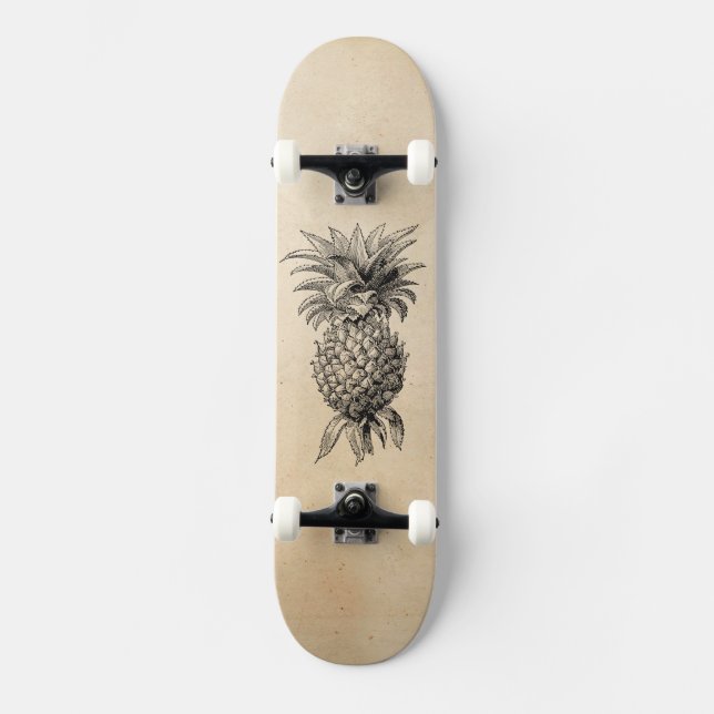 Vintage 1800s Pineapple Illustration Pineapples Skateboard (Front)