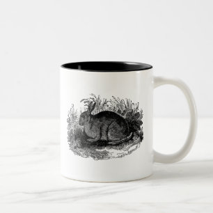 Vintage 1800s Rabbit Retro Bunny Template Rabbits Two-Tone Coffee Mug
