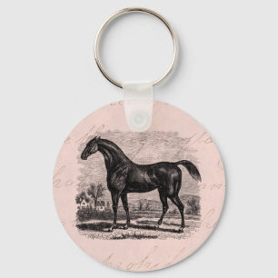 Vintage 1800s Race Horse Retro Thoroughbred Horses Keychain