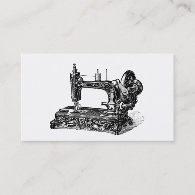 Vintage 1800s Sewing Machine Illustration Business Card (Front)