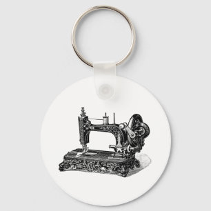 Vintage 1800s Sewing Machine Illustration Keychain