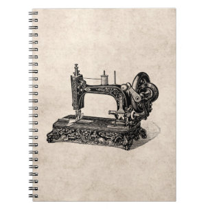 Vintage 1800s Sewing Machine Illustration Notebook