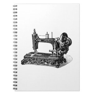 Vintage 1800s Sewing Machine Illustration Notebook