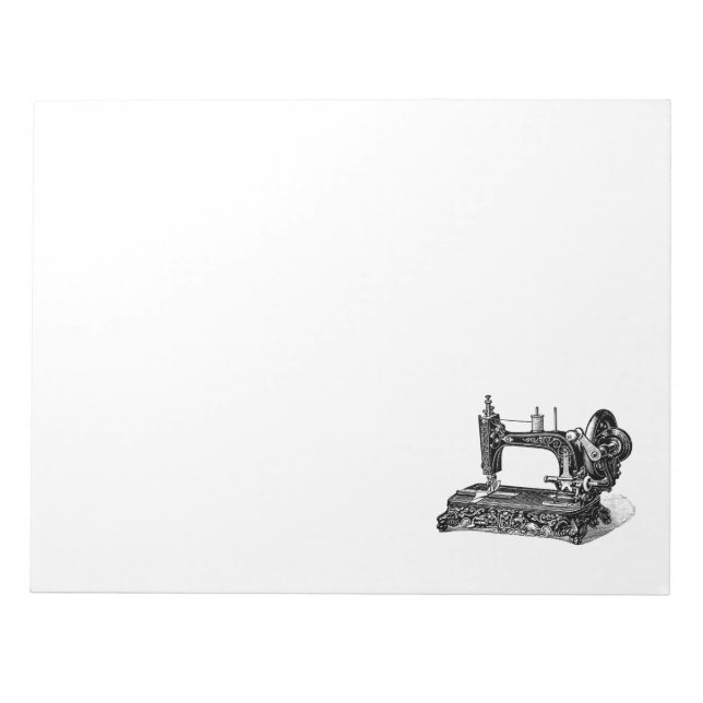 Vintage 1800s Sewing Machine Illustration Notepad (Front)
