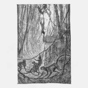 Vintage 1800s Spider Monkeys Jungle Monkey Kitchen Towel