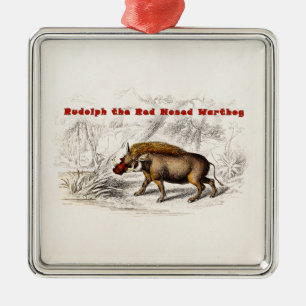 Vintage 1800s the Red Nosed Warthog Metal Ornament