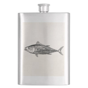 Vintage 1800s Tunny Fish Personalized Fishing Hip Flask