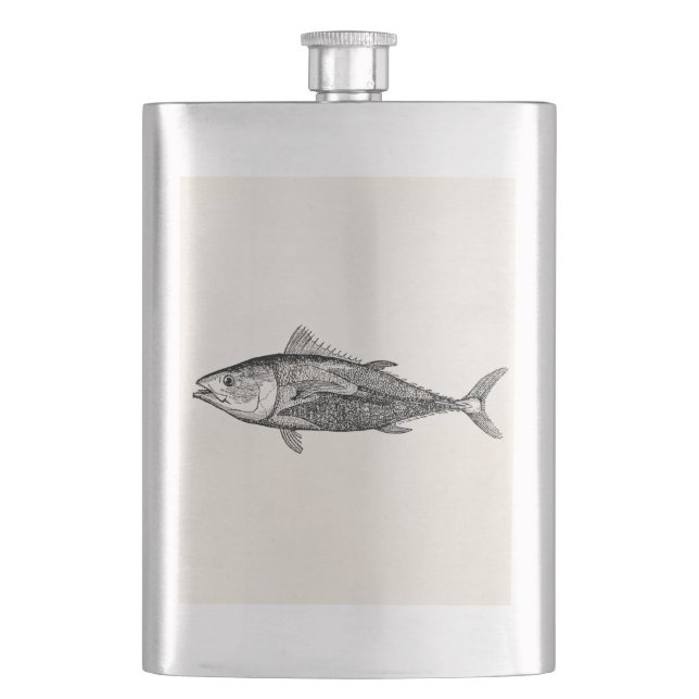 Vintage 1800s Tunny Fish Personalized Fishing Hip Flask (Front)