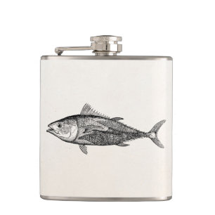 Vintage 1800s Tunny Fish Personalized Fishing Hip Flask
