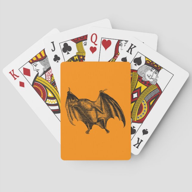Vintage 1800s Vampire Bat Illustration - Halloween Playing Cards (Back)