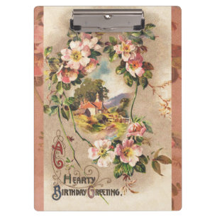 Vintage 1800s Victorian Birthday Floral Country Clipboard