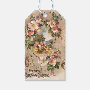 Vintage 1800s Victorian Birthday Floral Country Gift Tags