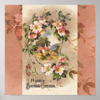 Vintage 1800s Victorian Birthday Floral Country