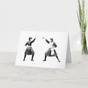 Vintage 1800s Women's Fencing Note Card