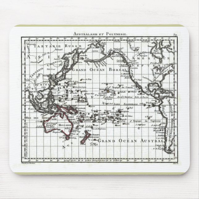 Vintage 1806 Map - Australasie et Polynesie Mouse Pad (Front)