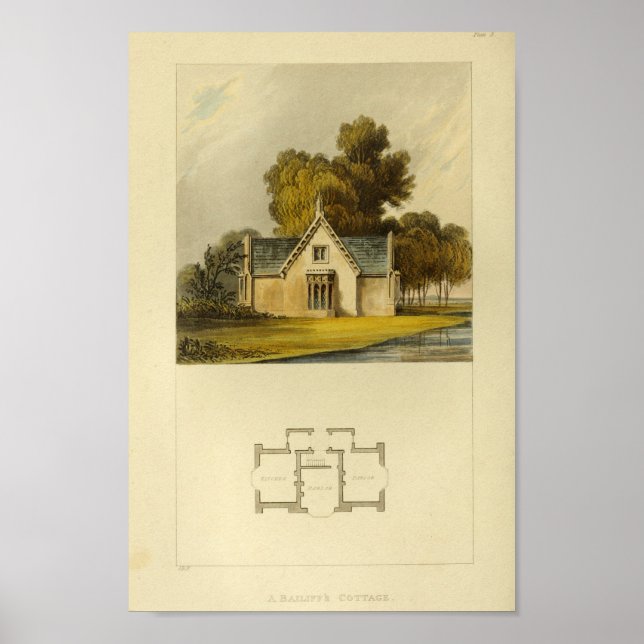 Vintage 1818 House Design Cottage Layout Print (Front)