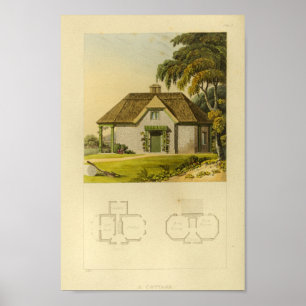 Vintage 1818 House Design Cottage Layout Print