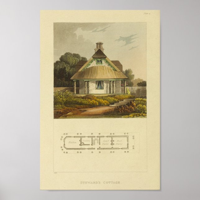 Vintage 1818 House Design Cottage Layout Print (Front)