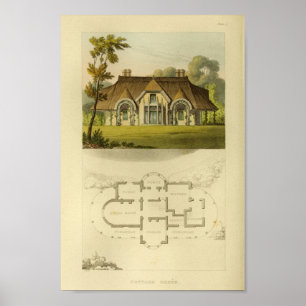 Vintage 1818 House Design Cottage Layout Print