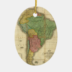 Vintage 1826 South America Map by Anthony Finley Ceramic Ornament