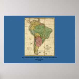 Vintage 1826 South America Map by Anthony Finley Poster