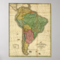 Vintage 1826 South America Map by Anthony Finley