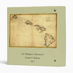 Vintage 1837 Hawaii Map -  Hawaiian Islands Binder