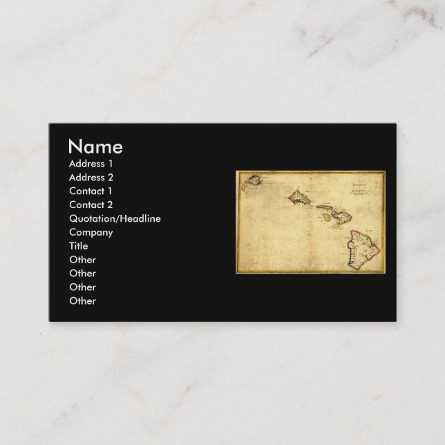 Vintage 1837 Hawaii Map -  Hawaiian Islands Business Card (Front)