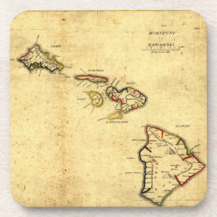 Vintage 1837 Hawaii Map - Hawaiian Islands Coaster