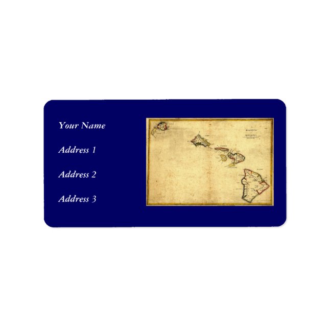 Vintage 1837 Hawaii Map -  Hawaiian Islands Label (Front)