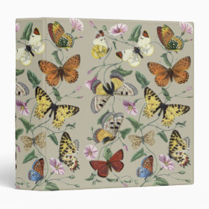 Vintage 1842 Butterfly Moth Botanical Floral Art Binder