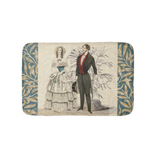 Vintage 1844 Victorian Wedding Illustration  Bath Mat