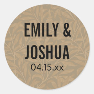 Vintage 1844 Victorian Wedding Illustration  Classic Round Sticker